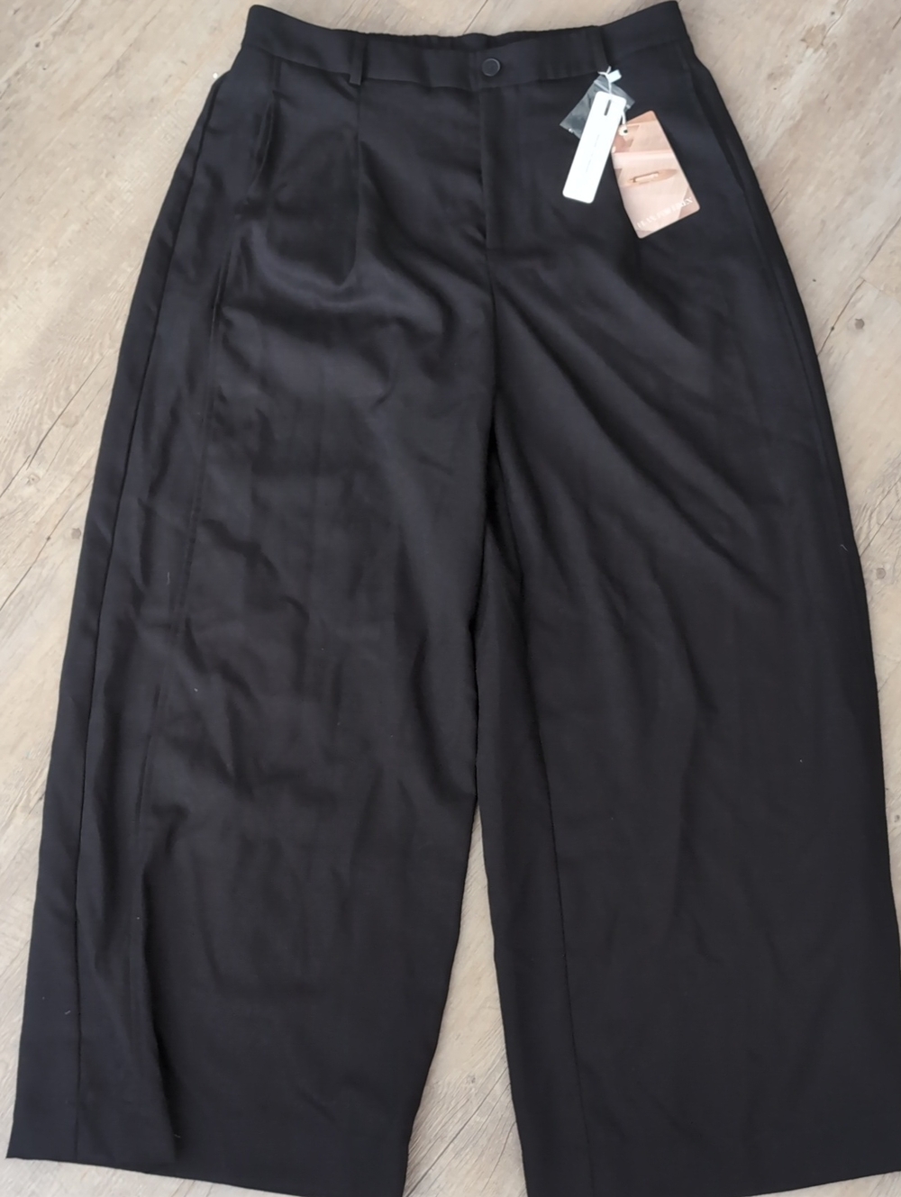 Arach&Cloz Black Wide-Leg Pants- XL